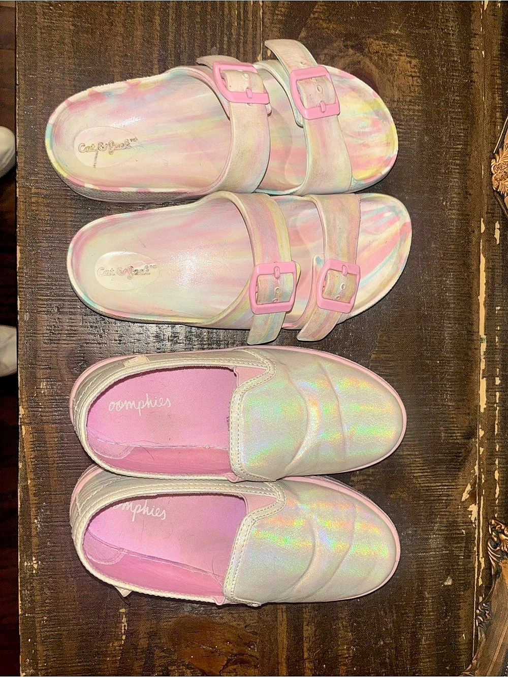 OshKosh B'gosh Girls Pink & Silver Buckle Sandals Size 1
